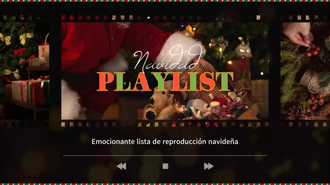 Lista de reproducción navideña en verde y rojo