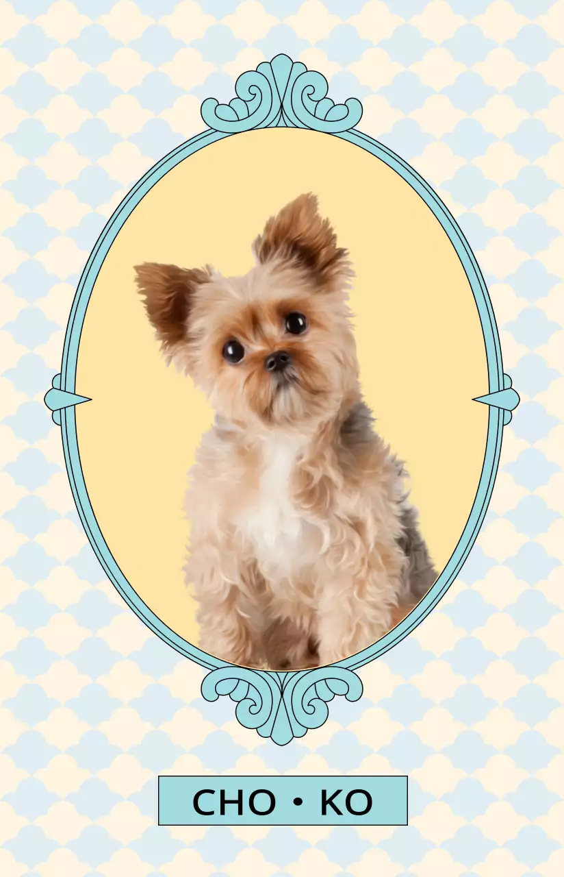 Un cadre antique rond et luxueux avec une photo colorée de votre animal.