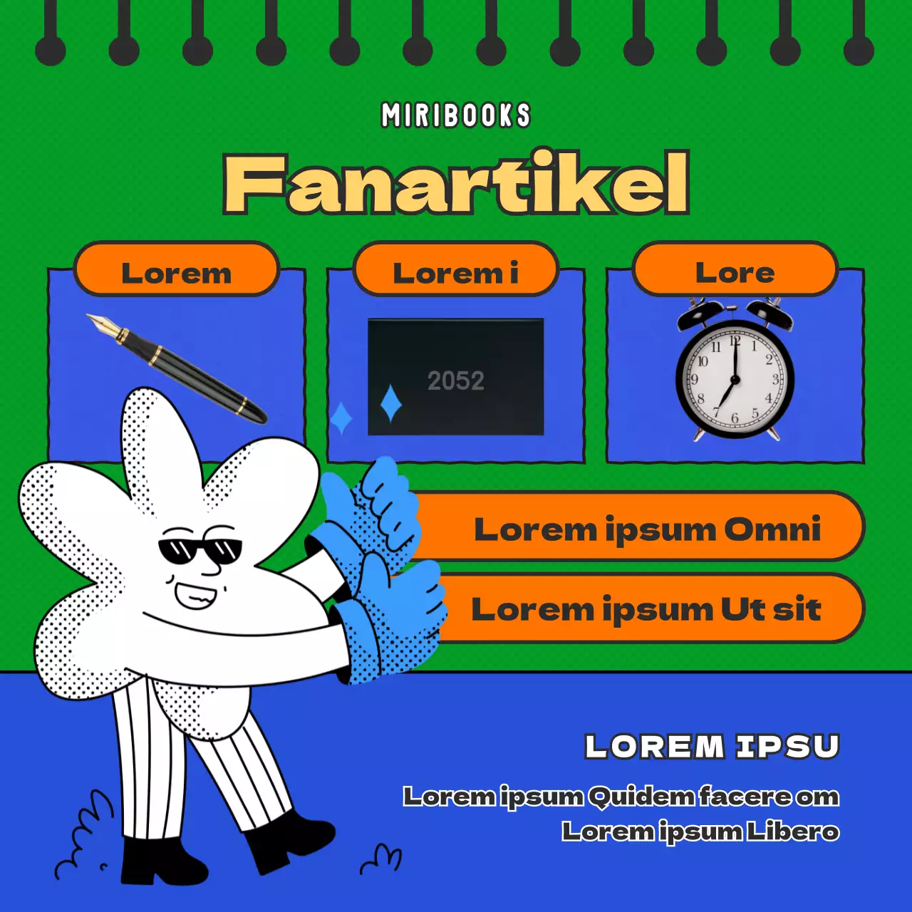 Verlag für blaues und grünes Retro-Konzept sucht Unterstützer