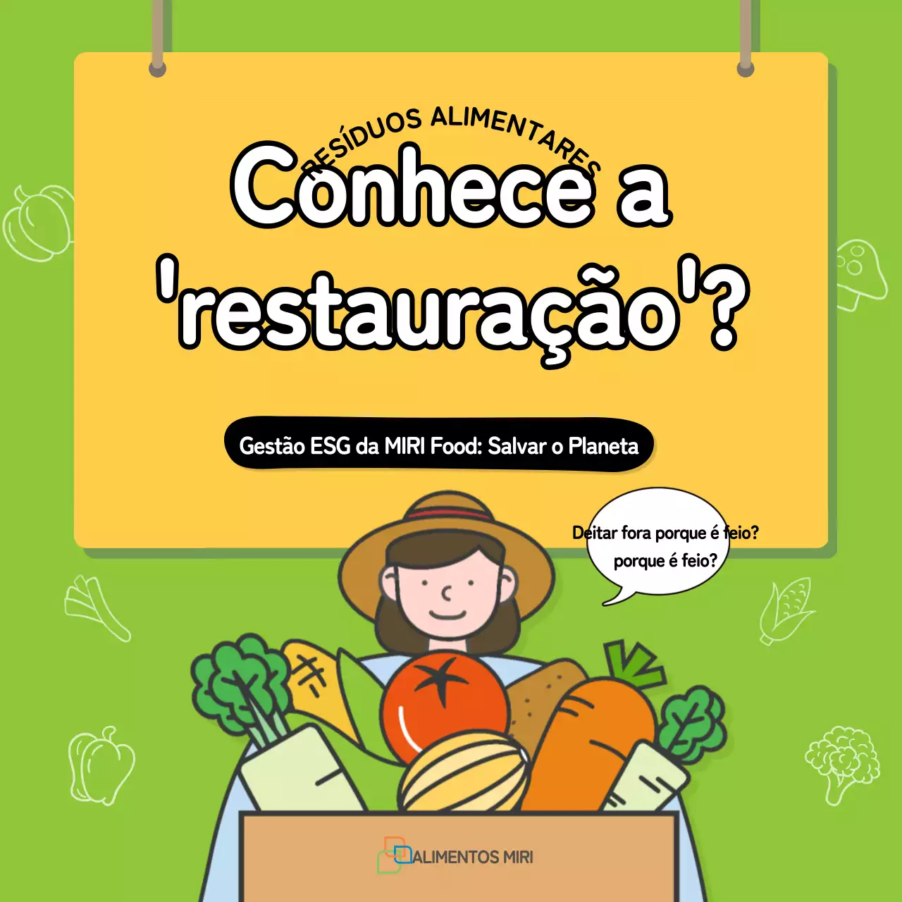 Verde, amarelo e laranja para as empresas de renovação de alimentos Gestão ESG CardNews