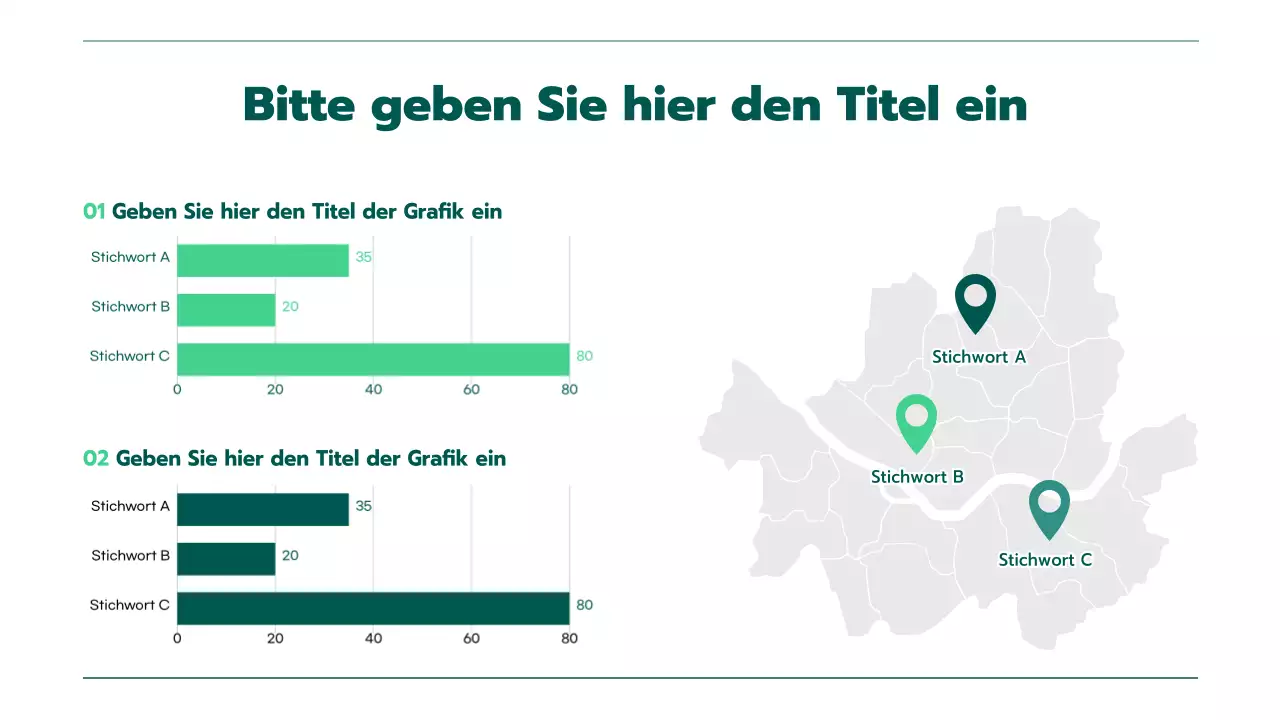 Präsentation mit verschiedenen Diagrammen in grünen Farbverläufen