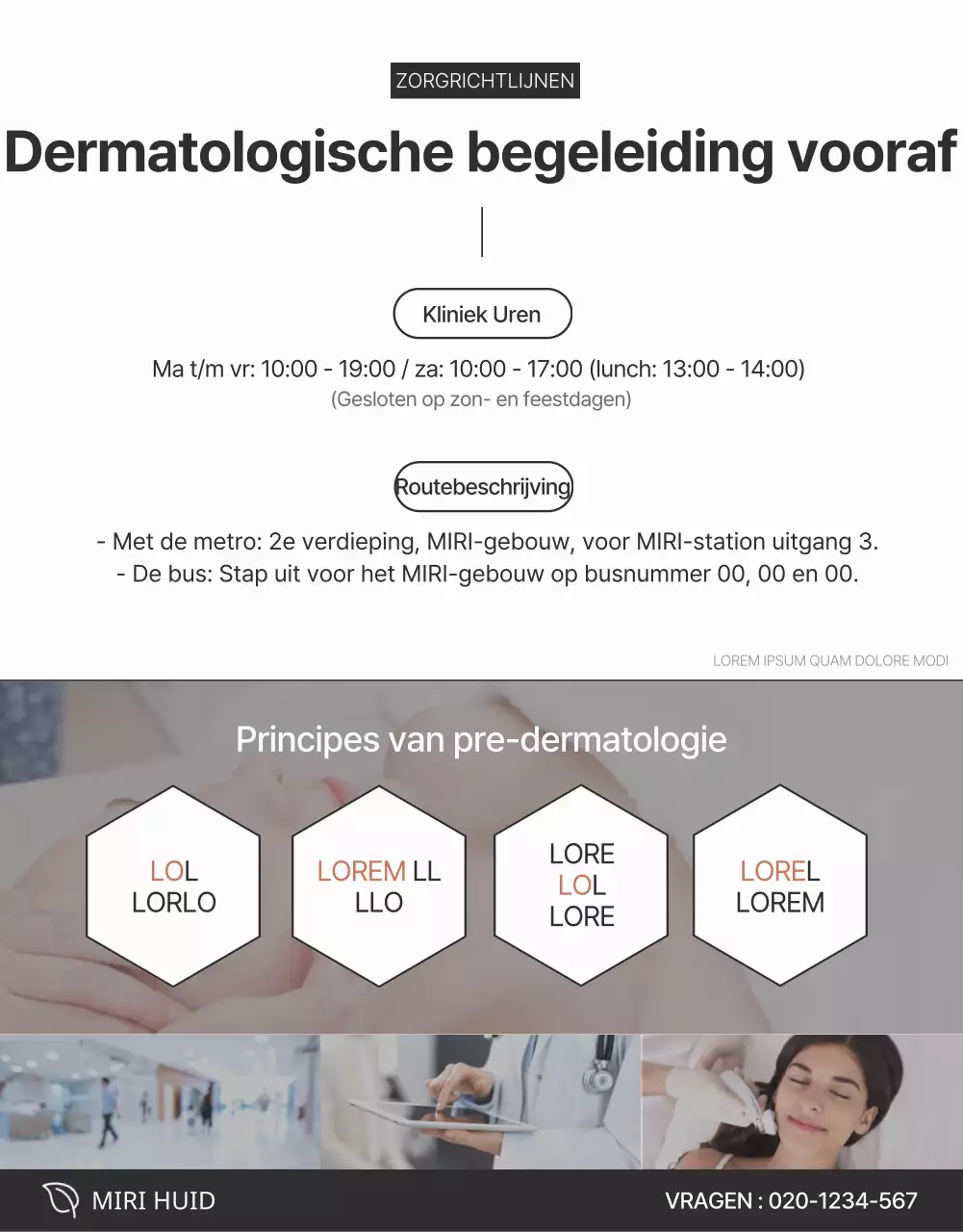 Reclame voor dermatologische cosmetische ingrepen in bruin en zwart.