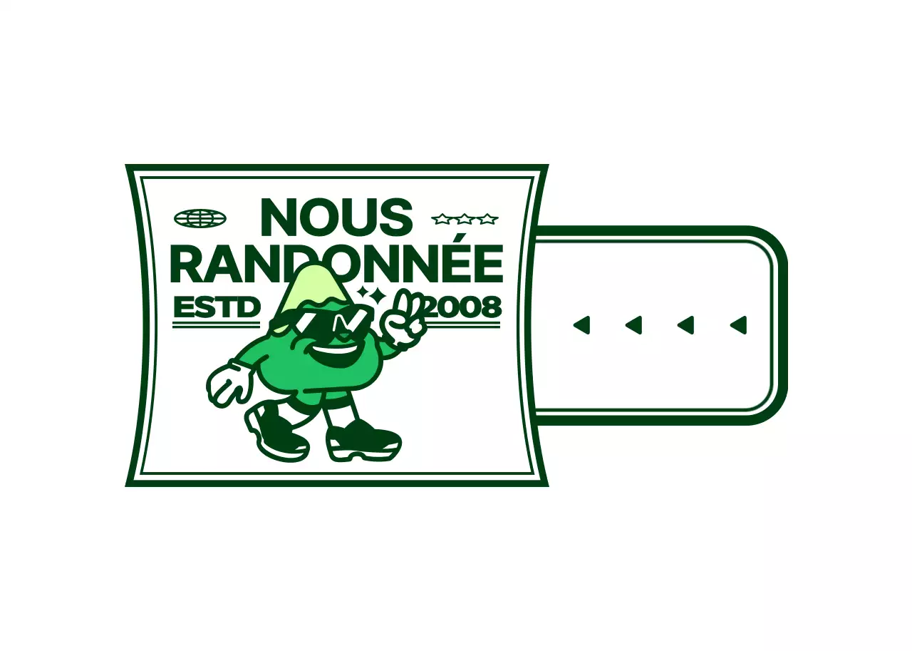 Cadeau de club de style logo représentant un personnage de montagne mignon et branché en vert et blanc.