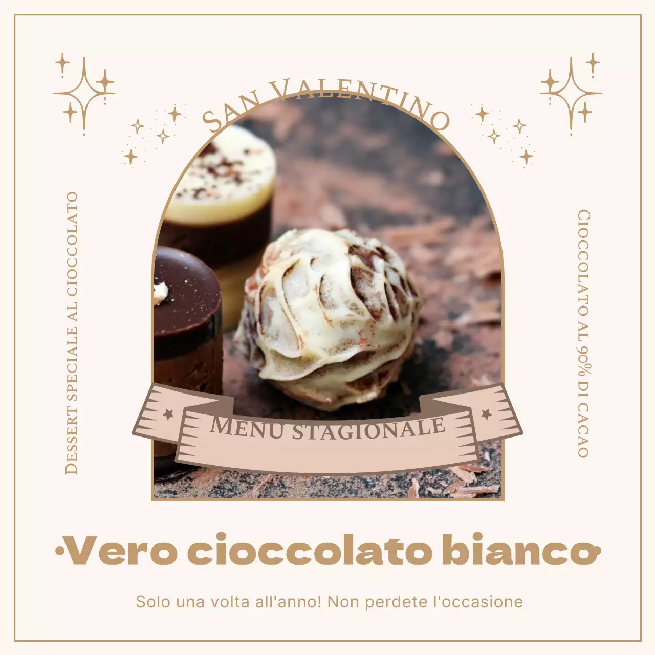 Introduzione di un menu limitato di dessert per San Valentino in beige e oro