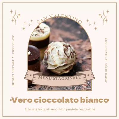 Introduzione di un menu limitato di dessert per San Valentino in beige e oro