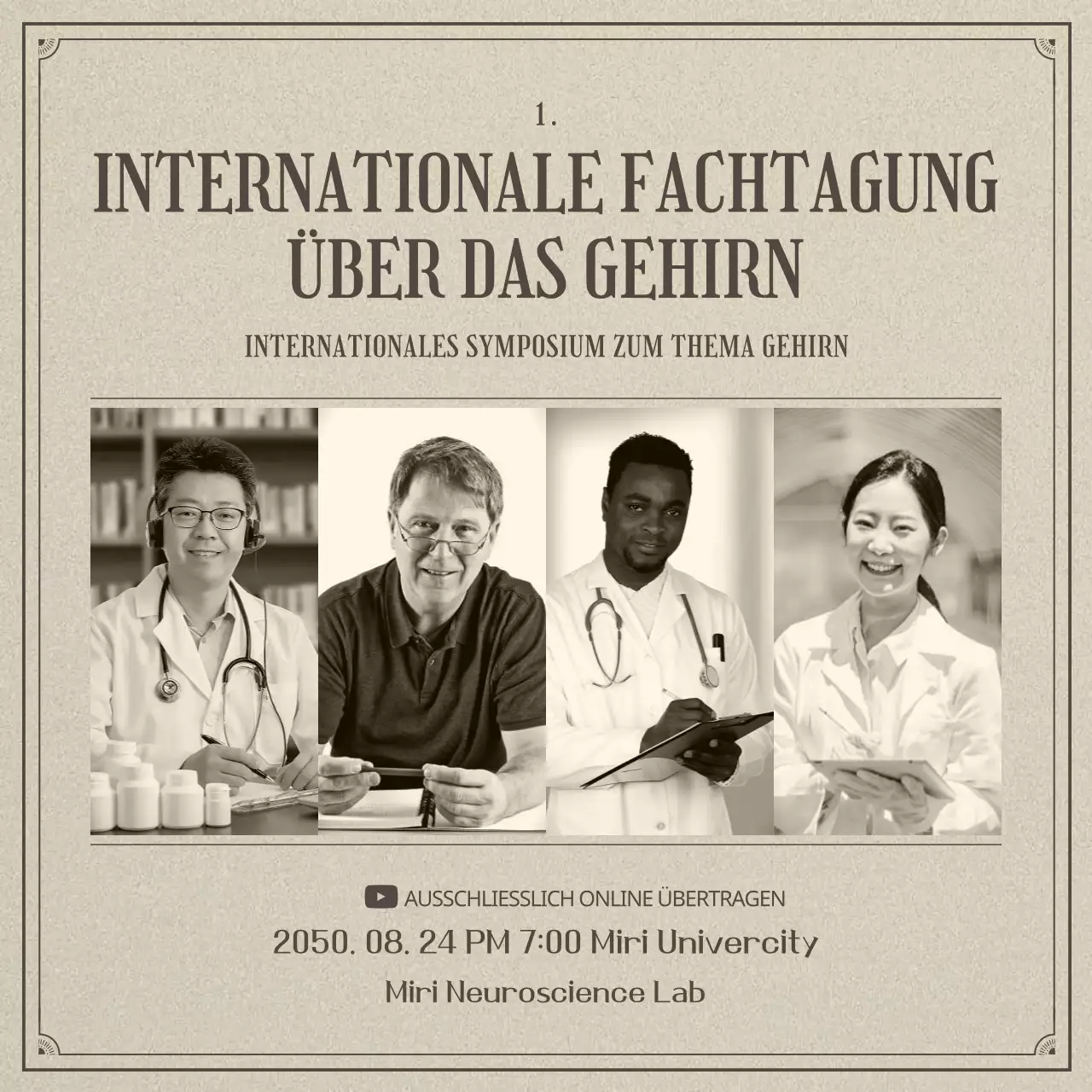 Neurowissenschaft und Faulheit in einem beigen, realistischen Illustrationskonzept