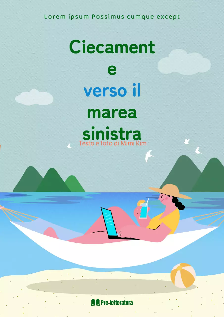 Un saggio rilassante con uno sfondo blu e verde dell'oceano