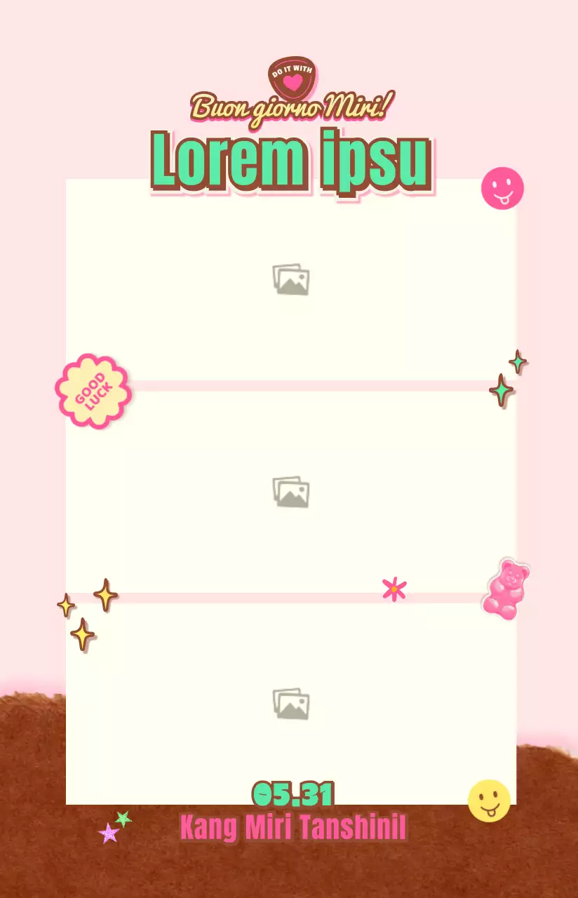 Simpatica combinazione di testo e cornice arrotondata in rosa e marrone Per i beni personali