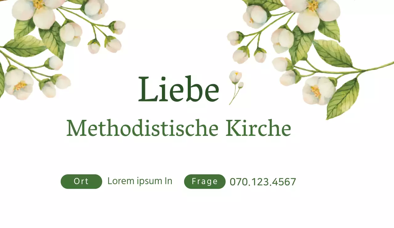 Sauberes und ruhiges kirchliches Werbedesign mit illustrierten Blumen