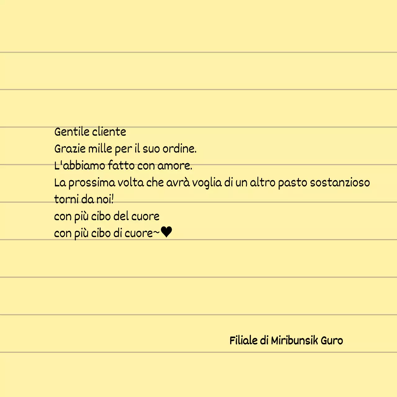 Per i negozi con lettere scritte a mano su carta gialla e pulita per appunti.