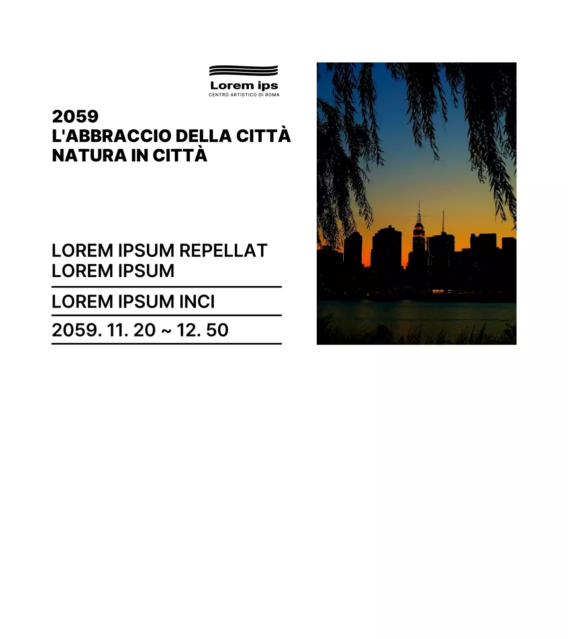 Stile di impaginazione del testo nero e semplice Guida informativa della mostra fotografica