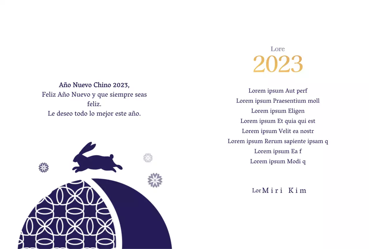 Tarjeta de felicitación de Año Nuevo en azul marino con lingotes de oro