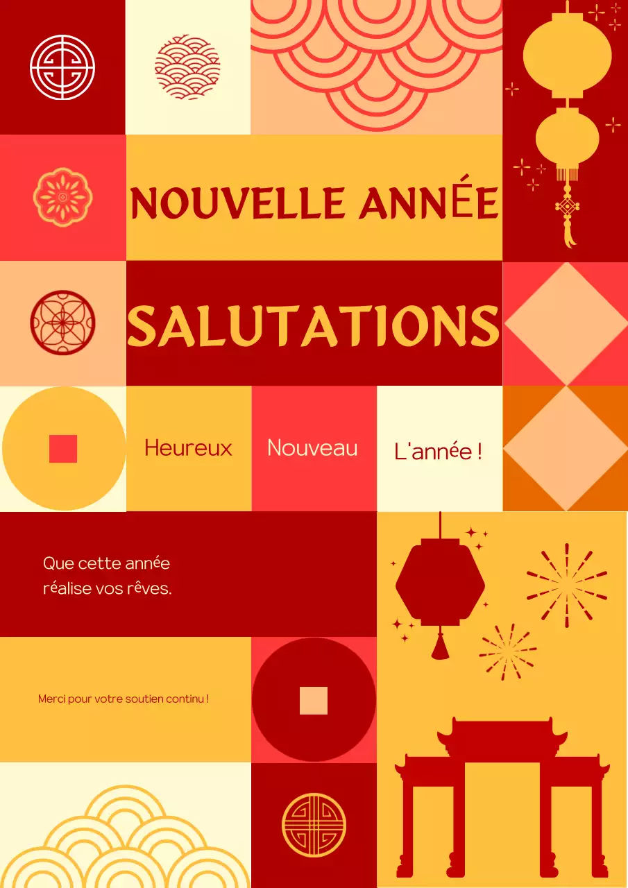 Web Poster New Year Greeting Traditional Flat Style Geometry