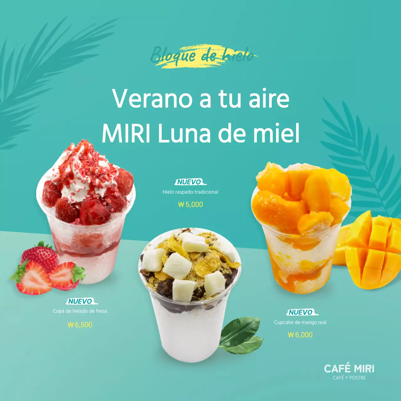 Banderola cuadrada de helado de verano color menta