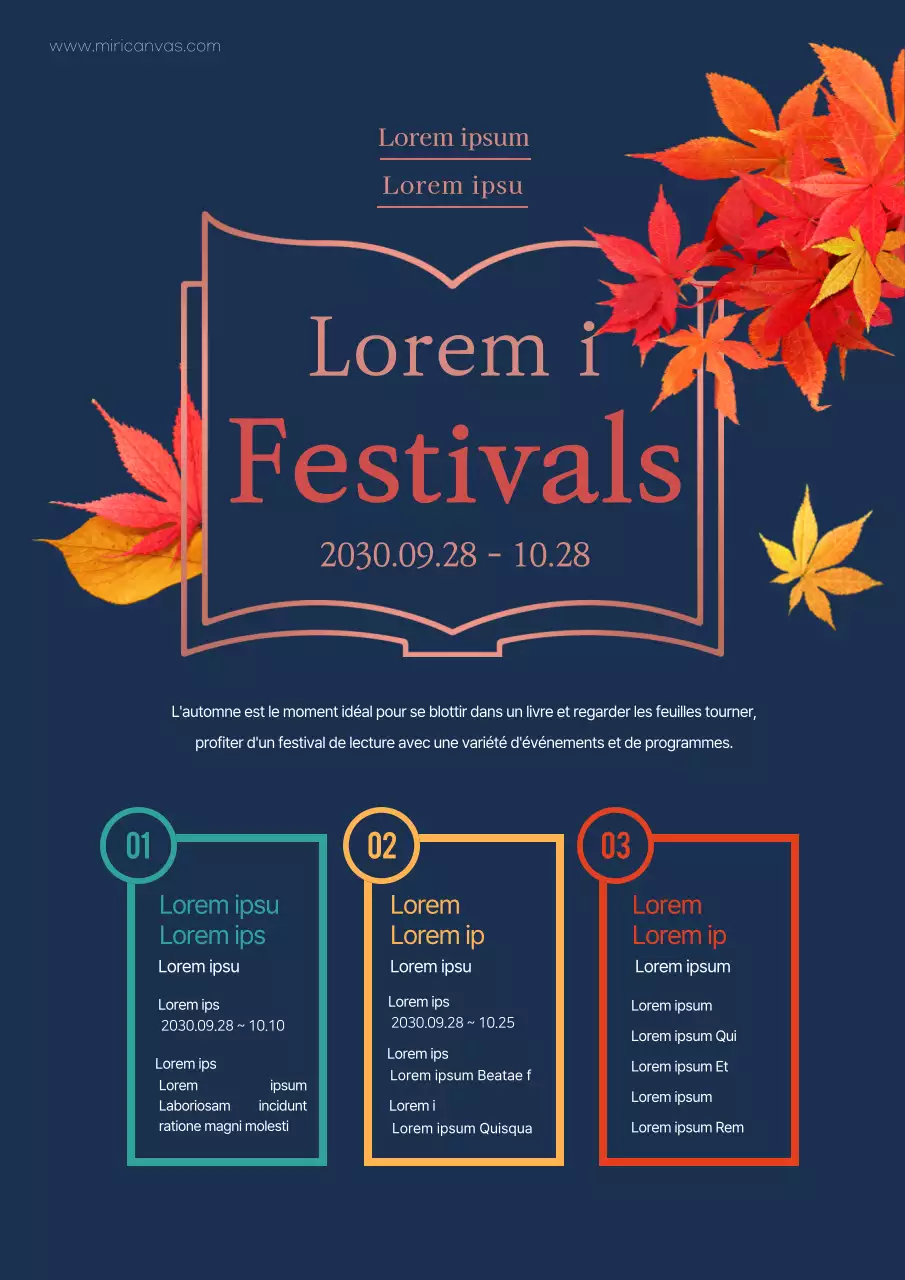 Programme de promotion de l'événement Indigo Autumn Leaves Autumn Reading Festival