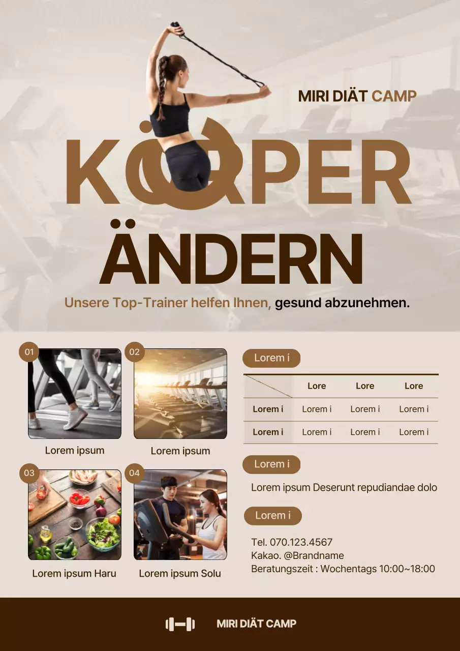 Förderung von Diätcamps in Beige und Braun