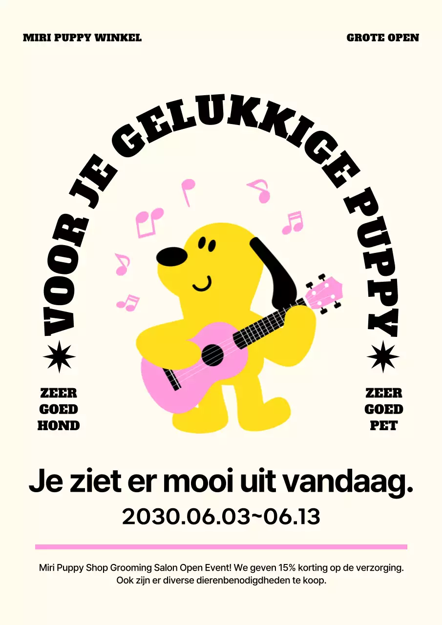 Roze, schattige, geïllustreerde productpromoties voor huisdieren