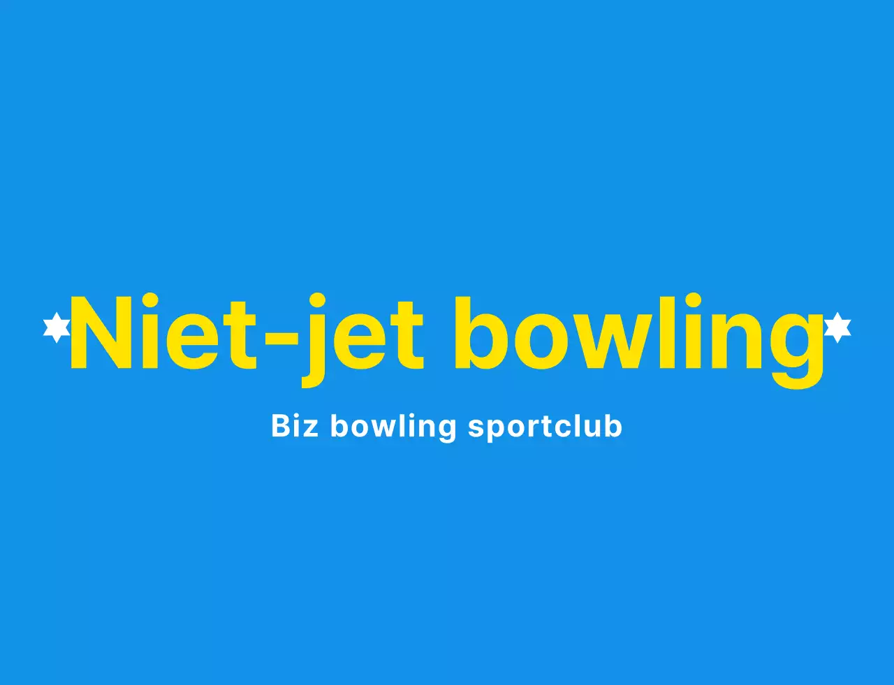 Een strakke bowlingillustratie en embleemlogo in lichtblauw, wit en geel voor een bowling sportclub.