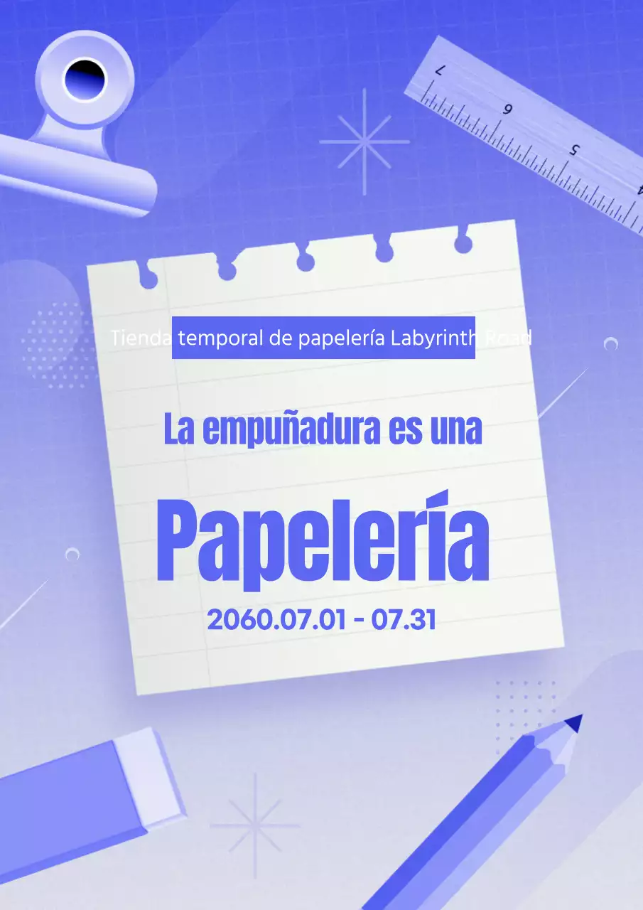 Evento de material de oficina moderno en degradado azul