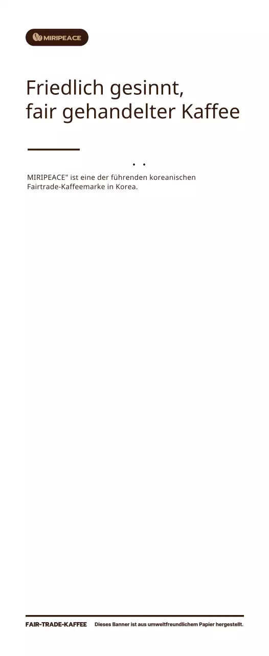 Brauner, einfacher Text mit Informationen zu Fairtrade-Kaffee im Regal