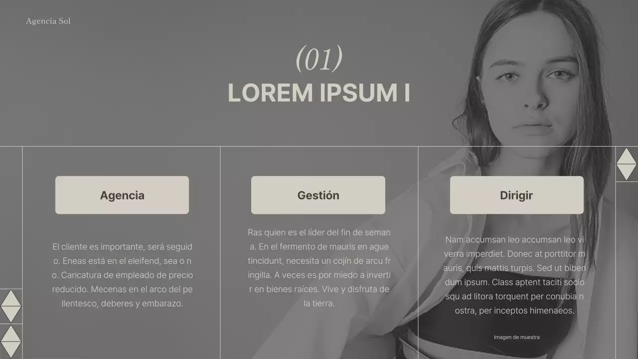 Carta de presentación de empresa de agencia de modelos moderna en gris