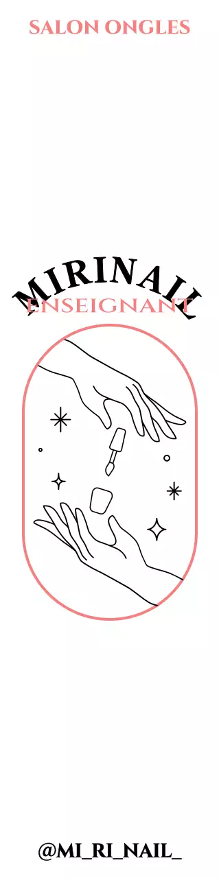 Promotion d'une boutique de nail art avec une illustration de mains et de vernis à ongles roses et noirs