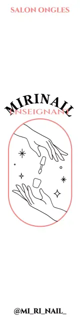 Promotion d'une boutique de nail art avec une illustration de mains et de vernis à ongles roses et noirs