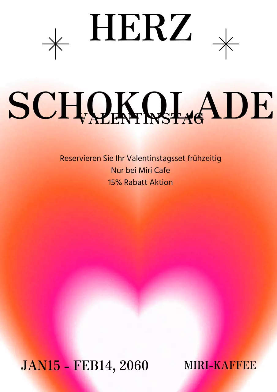 Grafische Valentinstags-Promotion in Rosa-Orange-Tönen