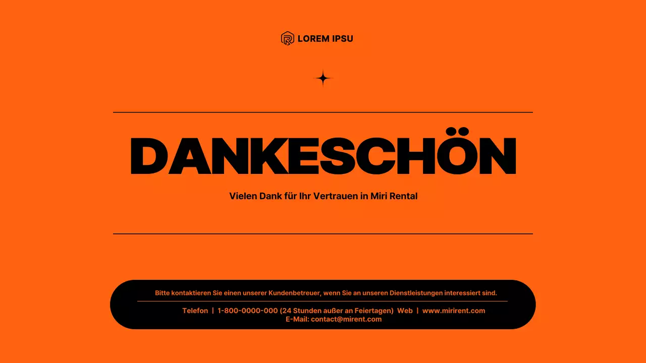 Vorschlag für einen Gerätemietservice mit orangefarbenen Elementen