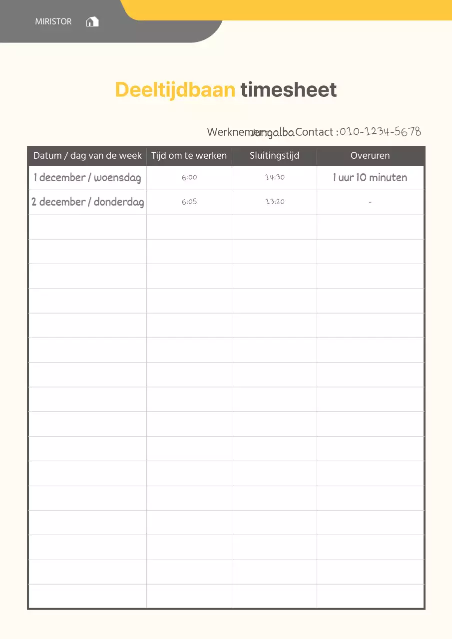 Een eenvoudig geel en grijs tijdschema