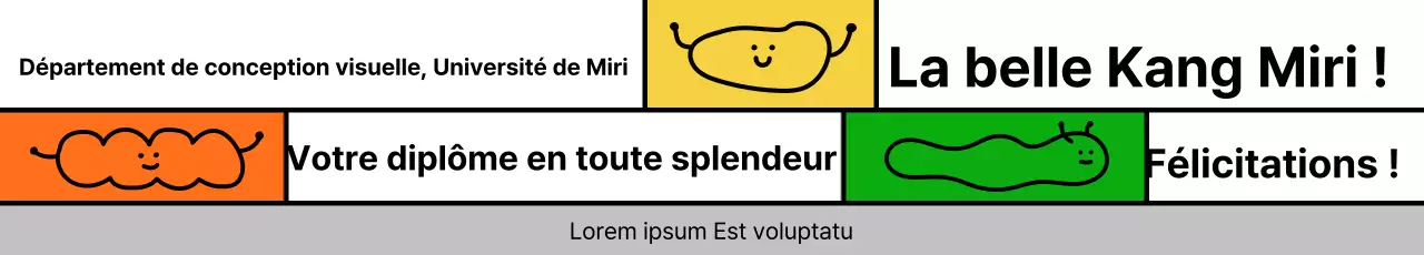 Message coloré pour la remise des diplômes avec de jolies illustrations au trait