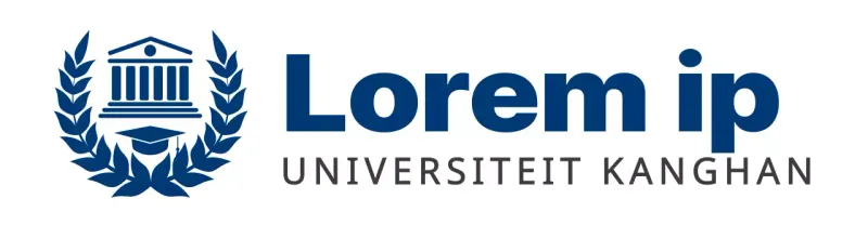 Universiteitslogo met het onderwijssymbool in marineblauw