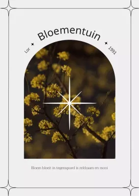 Verticale poster met witte en zwartgele bloemen voor interieurontwerp