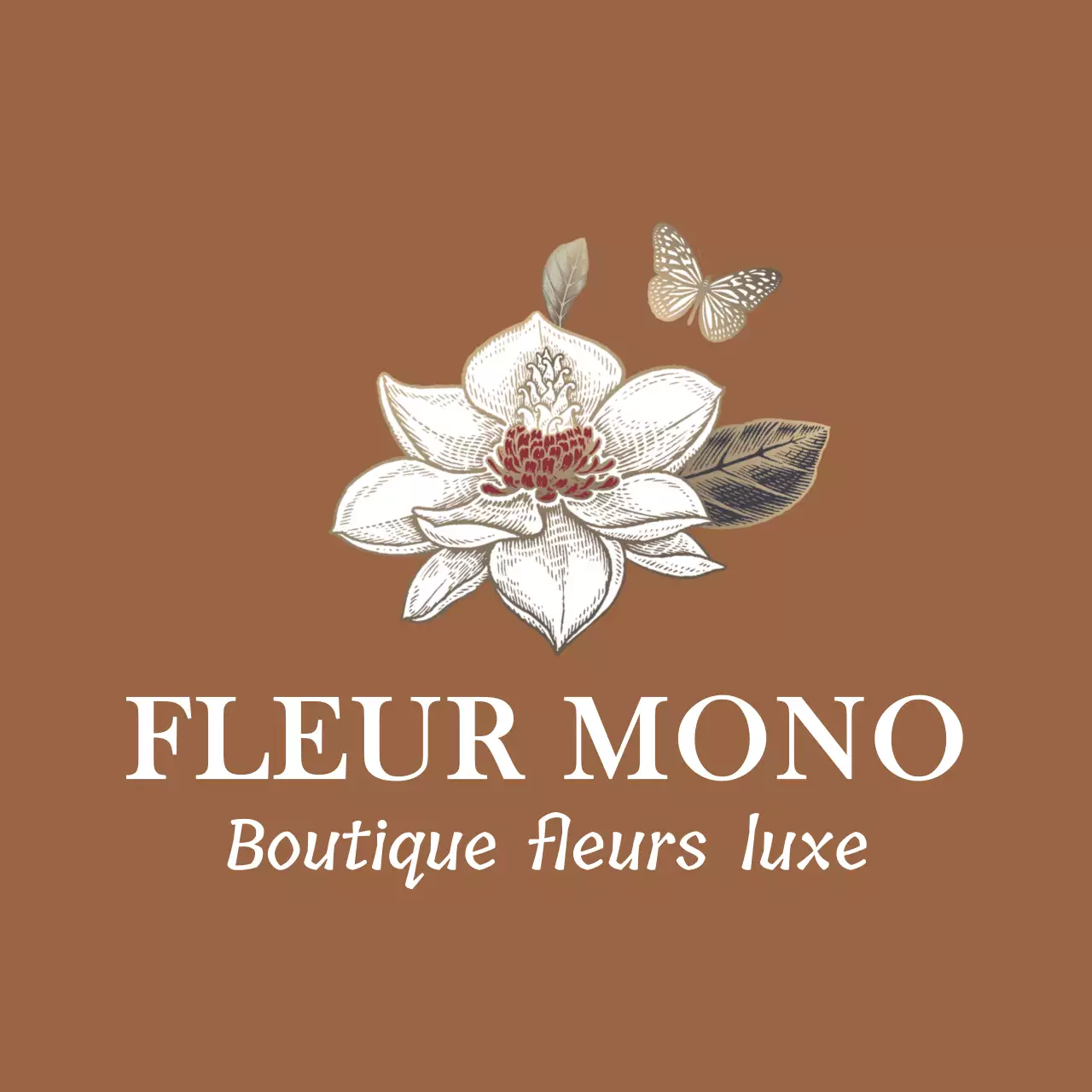 Logo noir illustrant une fleur et un papillon émotionnels pour le personnel d'un fleuriste et les expériences.