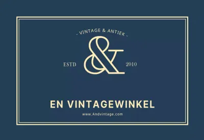 Eenvoudig vintage winkellogobord in marineblauw