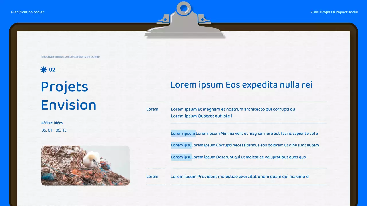 Rapport sur les résultats du projet de défense de dokdo en bleu et bleu clair naturel