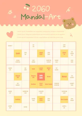 Mignons mandalas conceptuels illustrés en rose et jaune