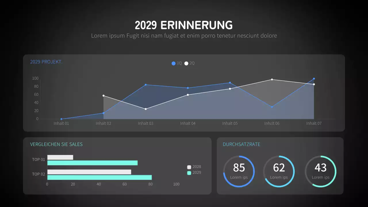 Diagramme verschiedener Karten in Neonblau
