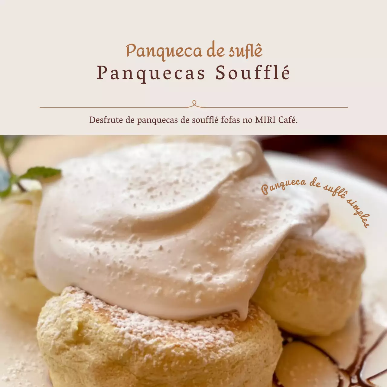 Um menu de sobremesas de soufflé em marfim e sentimental