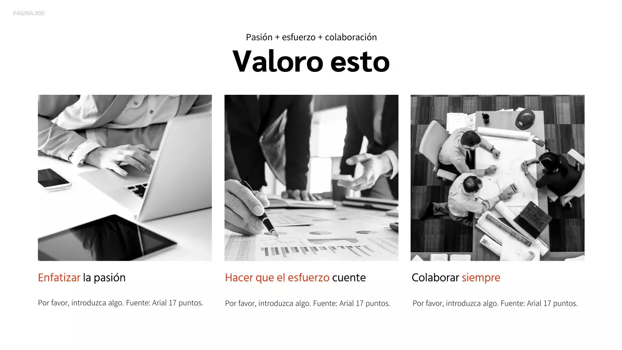 Presentación de la cartera en naranja y negro