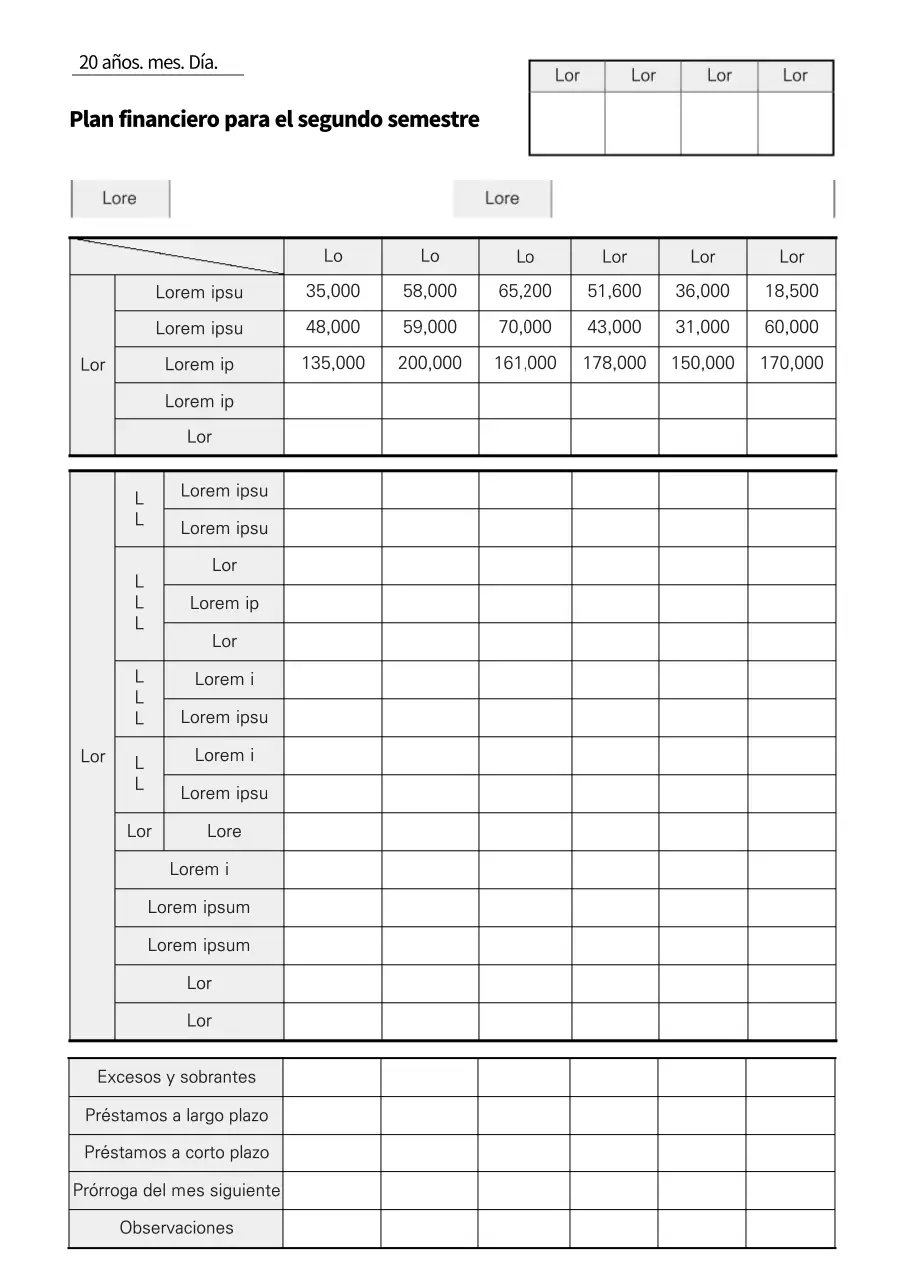 Documentación del plan de financiación limpia en tonos grises