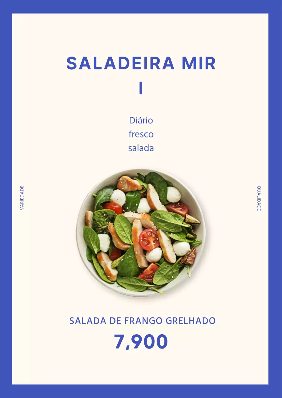 Cartaz de retrato de salada azul simples