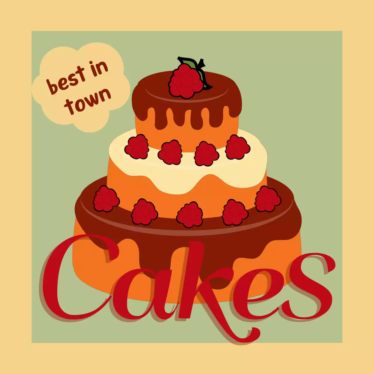 ベージュ かわいい ケーキ ポスター ファンシーバナー