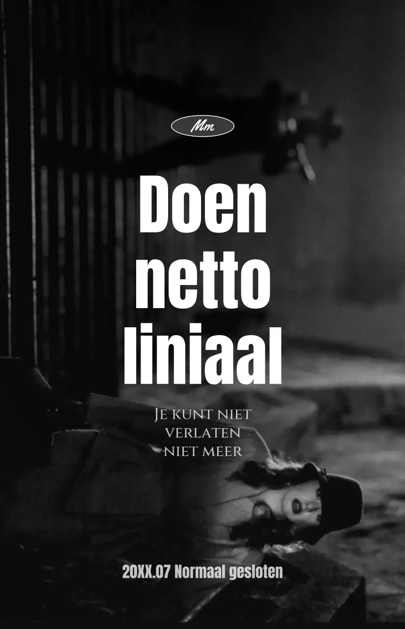 Een zwart-wit filmrecensie met een thrillerconcept.