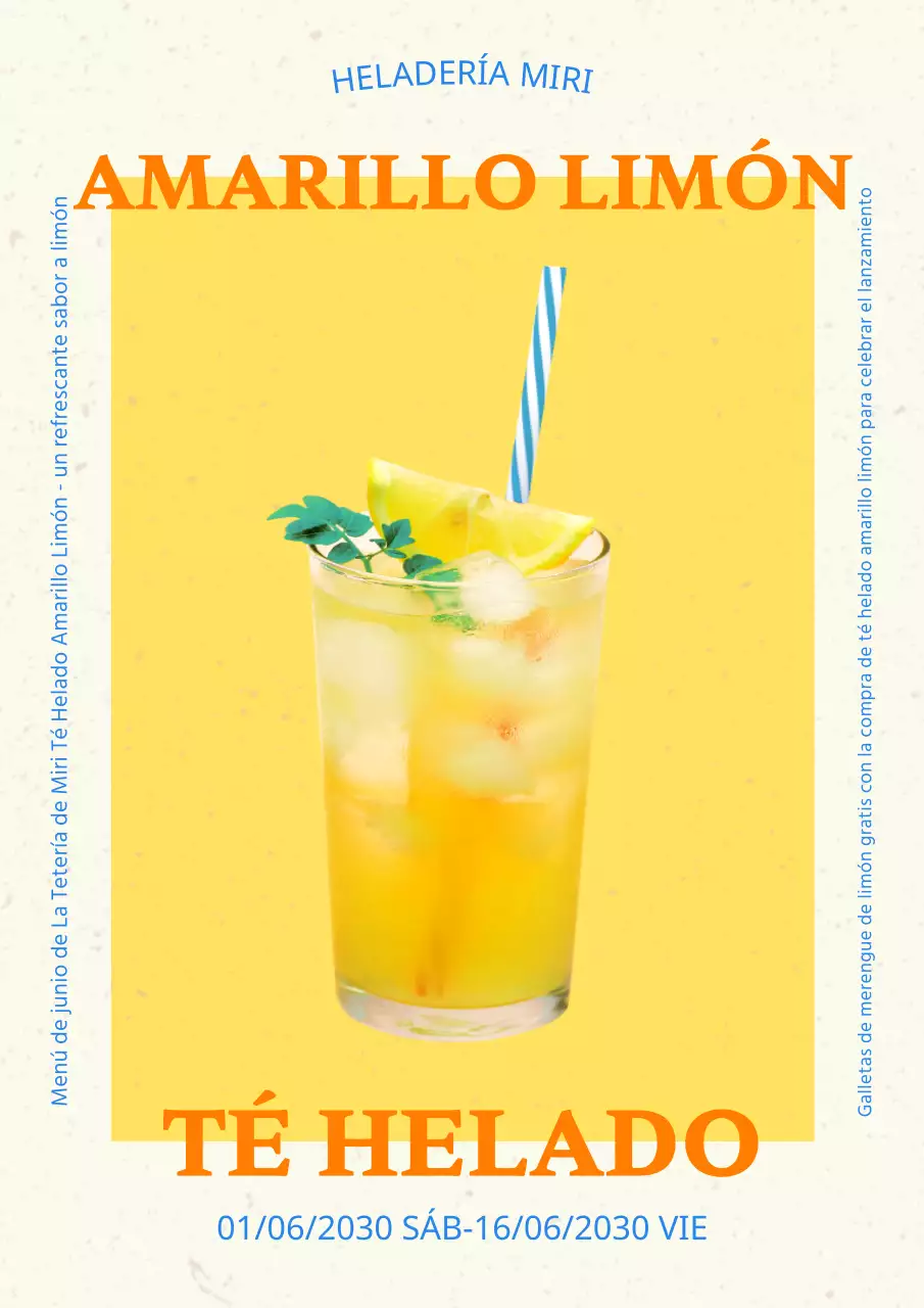 Promocione su nuevo menú con una combinación de colores frescos y amarillos