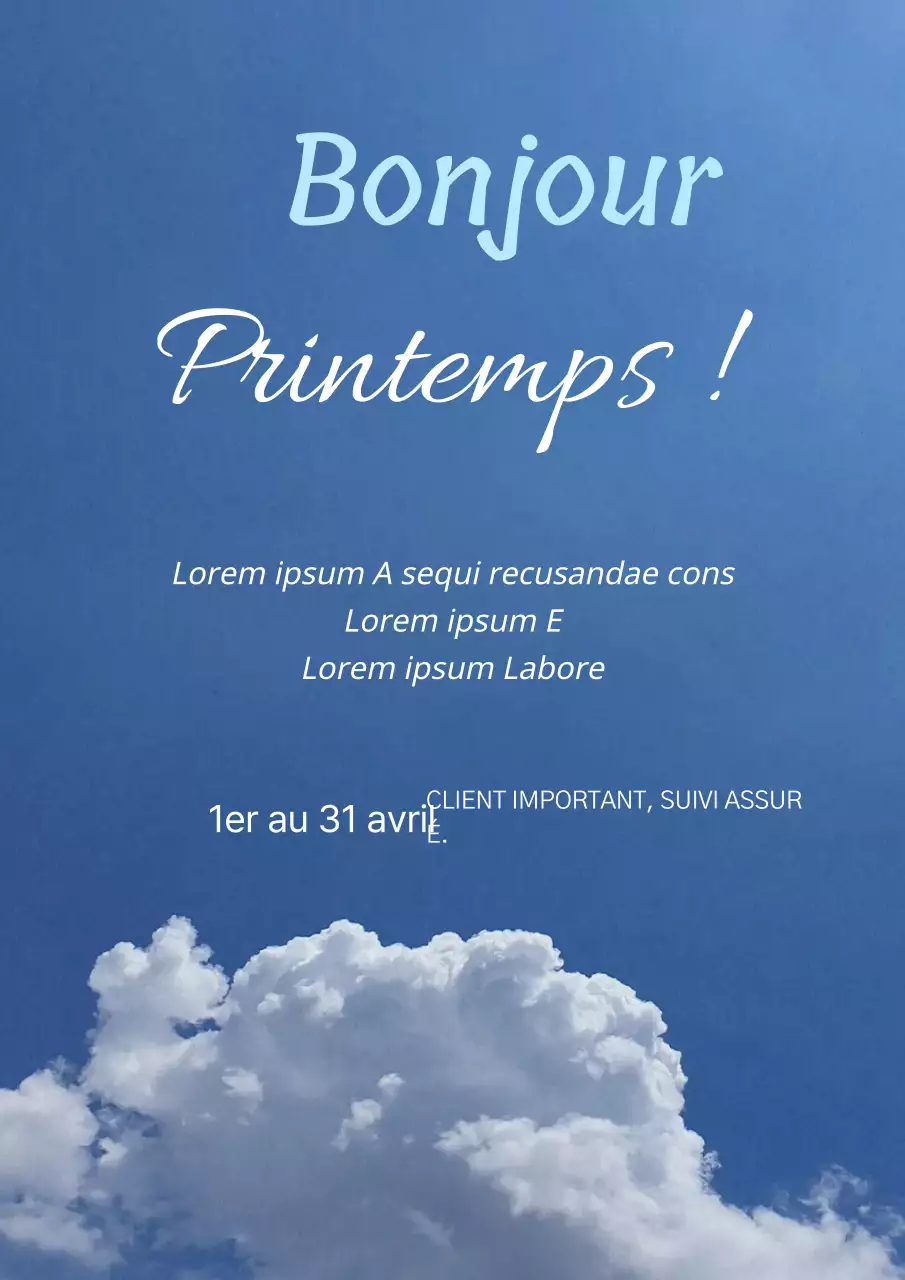Nuages bleus et blancs dans le ciel Événement printanier