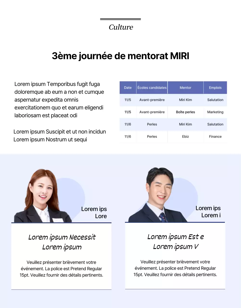 Webzine d'entreprise avec une mise en page de magazine en noir et blanc et en bleu