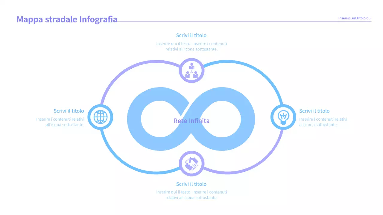 viola azzurro roadmap infografica infinity network business