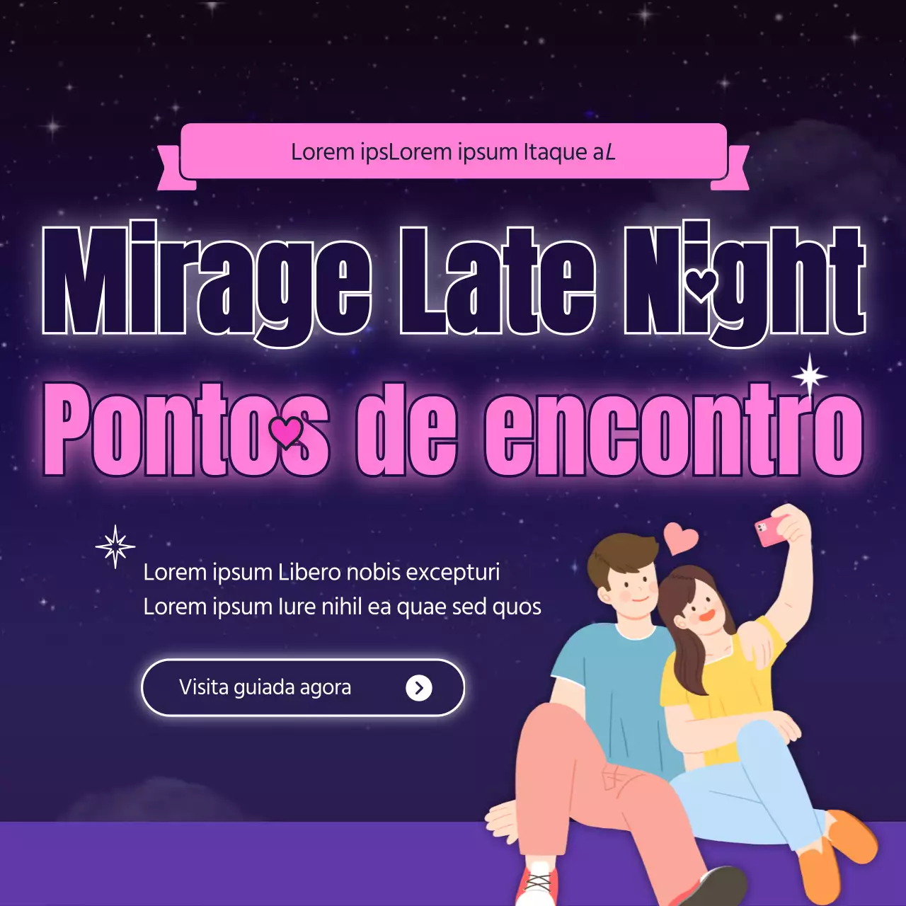 Um céu noturno cor-de-rosa e azul-marinho brilhante, conceito de local para encontros noturnos
