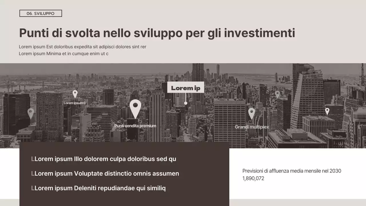 Semplice prospetto di investimento immobiliare commerciale in bianco e marrone